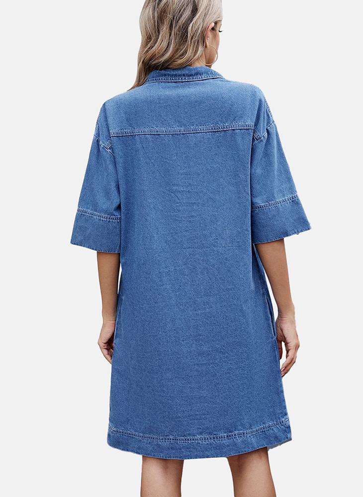 YUNIQEE Denim V-Neck Dress  - Image 4