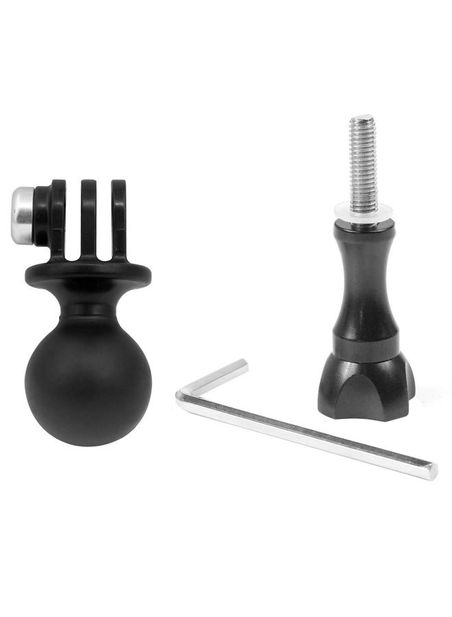 Generic Suitable For GOPRO HERO10 9 8 7 Small Ant Mountain Dog Camera Bracket Pan-tilt Table Ball Head Seat Connection Rearview Mirror Bracket-Color:Ball Head + Metal Screw] - Image 1