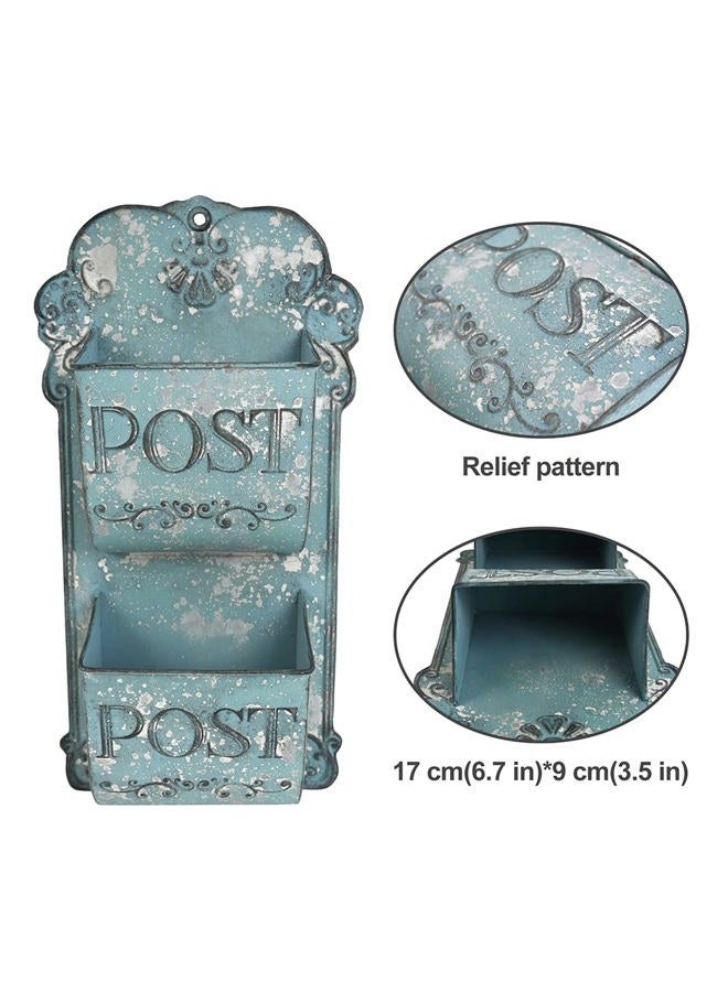All Chic Metal Hanging Planter Wall Mounted Planters Metal Wall Planter Wall Vase Indoor Outdoor Wall Planter for Farmhouse Decor (Blue) - Image 3