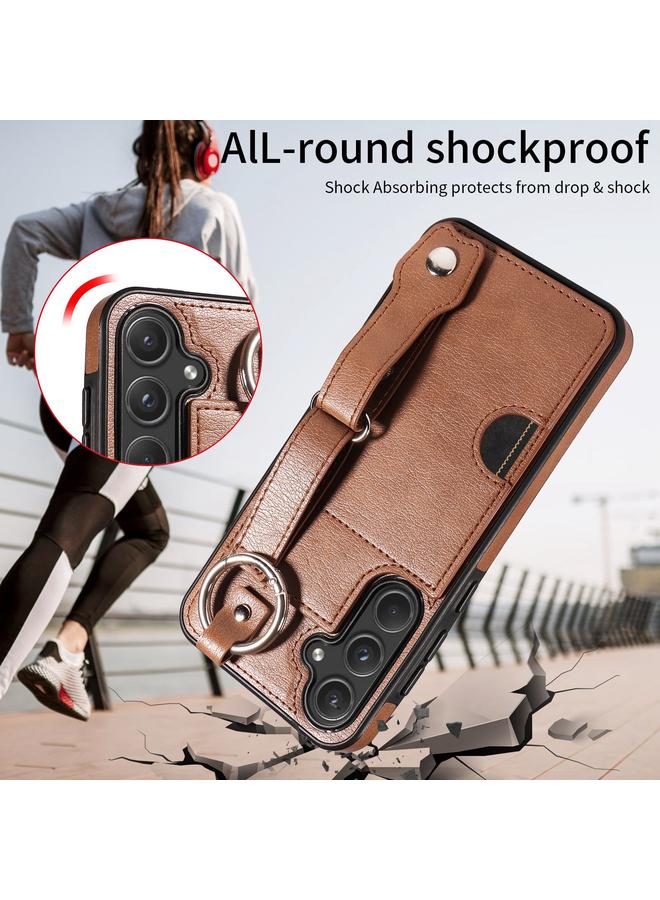 S-TOP Case For Samsung Galaxy A55 5G Calf Texture Wrist Card Slot Ring Phone Case - Image 5