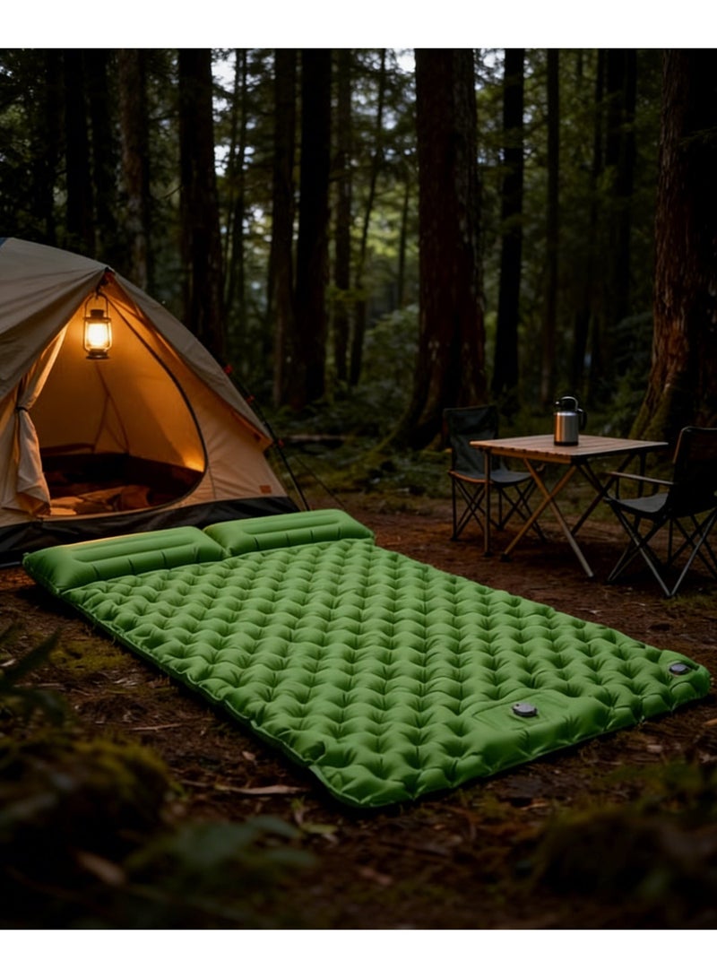 TOP ONE Double camping sleeping mat | Ultralight camping mat | With pillow | Built-in foot pump | Inflatable sleeping mat |camping bed、camping mattress、camping mat、sleeping pad| Lightweight and portable | Suitable for camping | Backpacking | Hiking | Tent camping. - Image 1