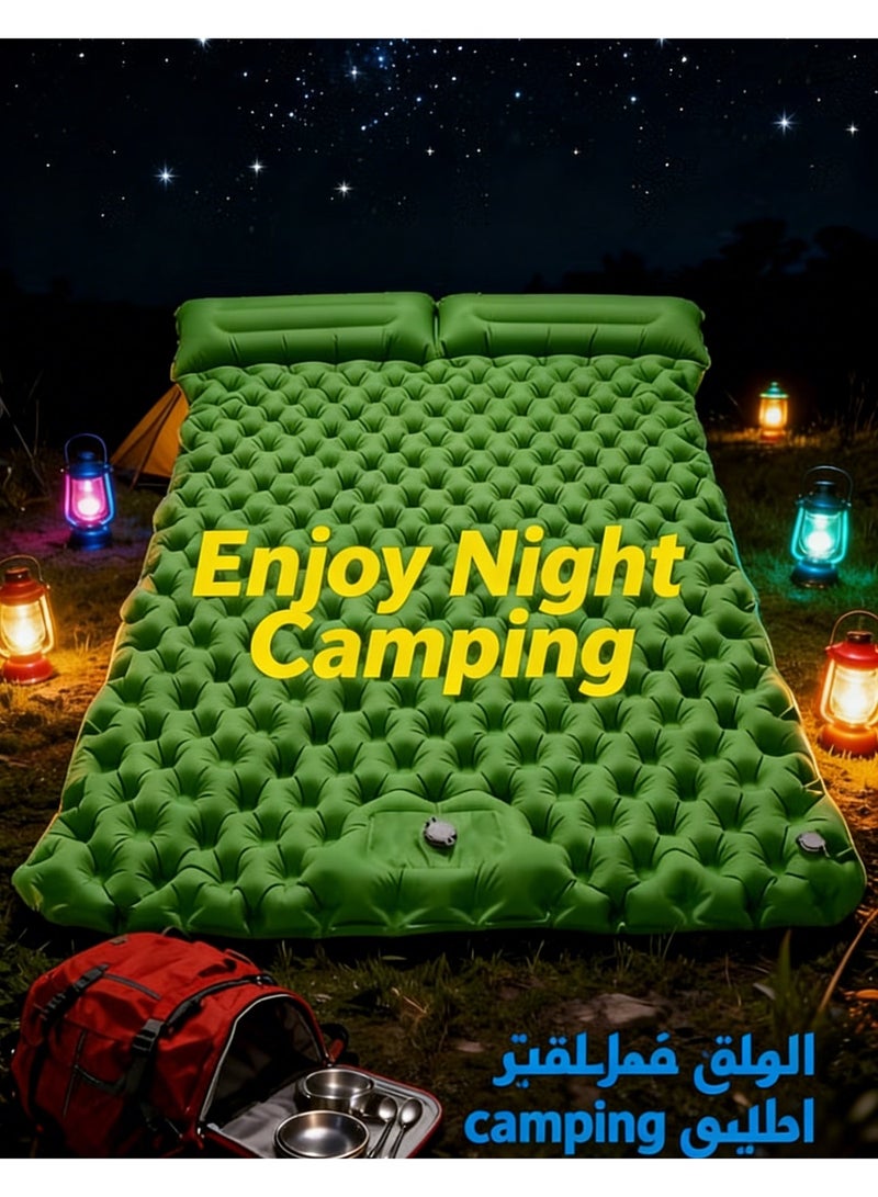 TOP ONE Double camping sleeping mat | Ultralight camping mat | With pillow | Built-in foot pump | Inflatable sleeping mat |camping bed、camping mattress、camping mat、sleeping pad| Lightweight and portable | Suitable for camping | Backpacking | Hiking | Tent camping. - Image 4