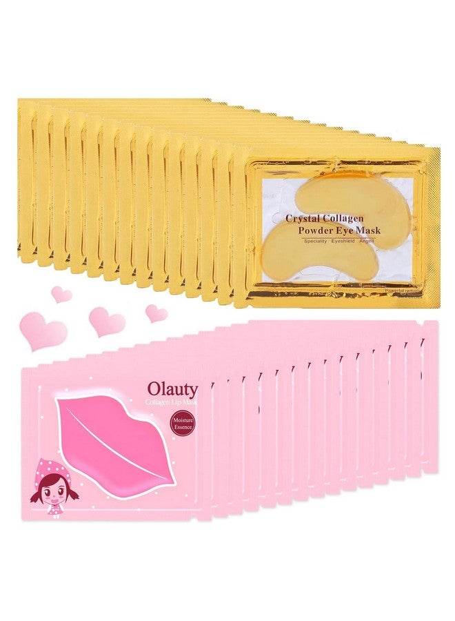 FirstFly 30 Pairs Lip Masks & 24K Gold Eye Masks, Crystal Collagen Eye Patches for Puffy Eyes, Moisturizing & Reduce Wrinkles, Lip Care & Under Eye Mask for Dark Circles and Puffiness - Image 1