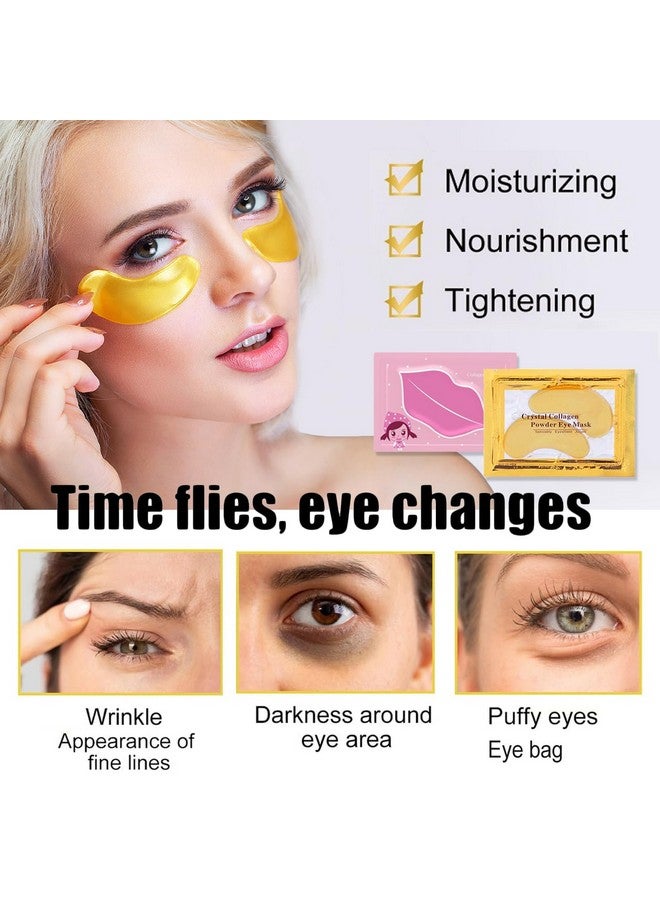 FirstFly 30 Pairs Lip Masks & 24K Gold Eye Masks, Crystal Collagen Eye Patches for Puffy Eyes, Moisturizing & Reduce Wrinkles, Lip Care & Under Eye Mask for Dark Circles and Puffiness - Image 3