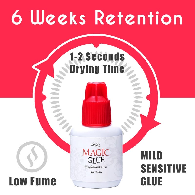 Amber Lash Mild Sensitive Eyelash Extension Magic Glue for Professional Lash Extensions, 1-2 Sec Dry Time & Up to 6 Weeks Retention, Black Adhesive by Amber Lash (10 ml / 0.35oz) - Image 2