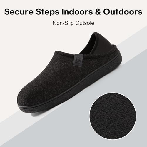 LongBay Mens Slippers with Removable Supportive Insole Slip on Casual House Shoes for Indoor Outdoor Bedroom Garden Black, 11 - Image 5
