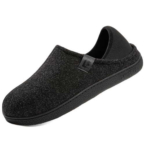 LongBay Mens Slippers with Removable Supportive Insole Slip on Casual House Shoes for Indoor Outdoor Bedroom Garden Black, 11 - Image 1