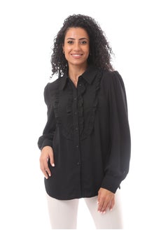 Puffy Sleeves Soft Georgette Blouse With Ruffle -Black - pzsku/ZC35A71BF7FD2288ED45FZ/45/_/1706961094/db86b186-1d3c-42c6-a5a8-86cc413d8fbe