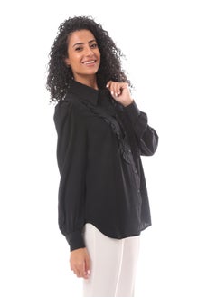 Puffy Sleeves Soft Georgette Blouse With Ruffle -Black - pzsku/ZC35A71BF7FD2288ED45FZ/45/_/1706961095/8f1dc866-d4ca-4a9d-8c96-af7c2f6a7351