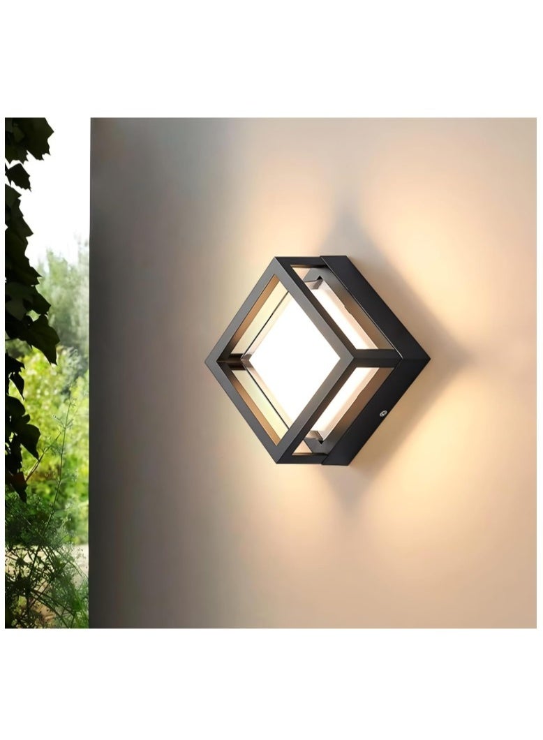 Modern LED Outdoor Wall Light – Waterproof Geometric Square Wall Lamp for Garden, Patio, Balcony, Porch & Home Exterior – Decorative Black Frame Outdoor Sconce for Stylish Illumination - Image 1