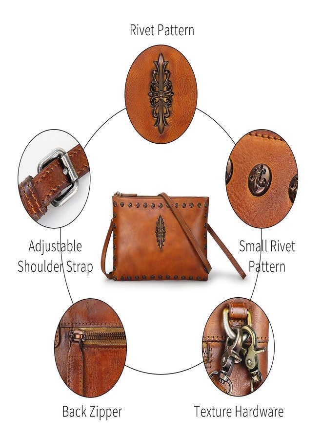LETEULO Womens Crossbody Bag Leather Handmade Shoulder Bag Clutch Wristlet Handbags Purse (Brown L) - Image 3