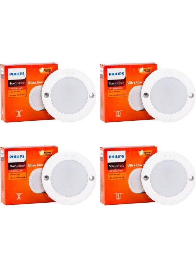 Philips 3W Star Surface Striker Cabinet Flush Mount Ceiling Lamp (Warm White, Pack of 4) - Image 1