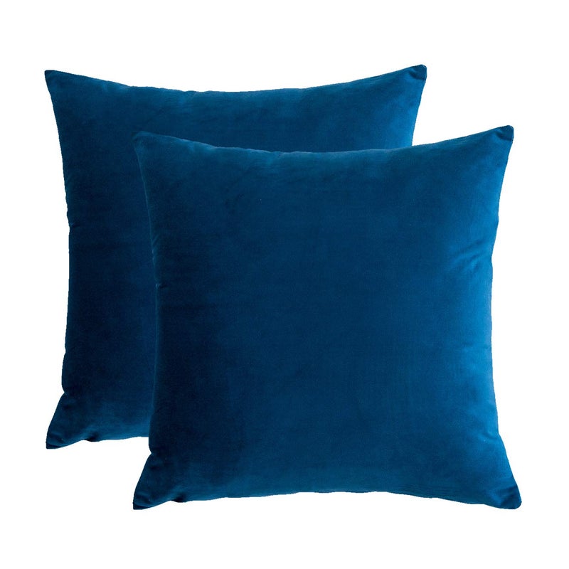 RainRoad Velvet Decorative Throw Pillow Covers Cushion Cover Pillow Case for Sofa Couch Bed ChairSoft Square Royal Blue Throw Pillows 18x18 InchSet of 2