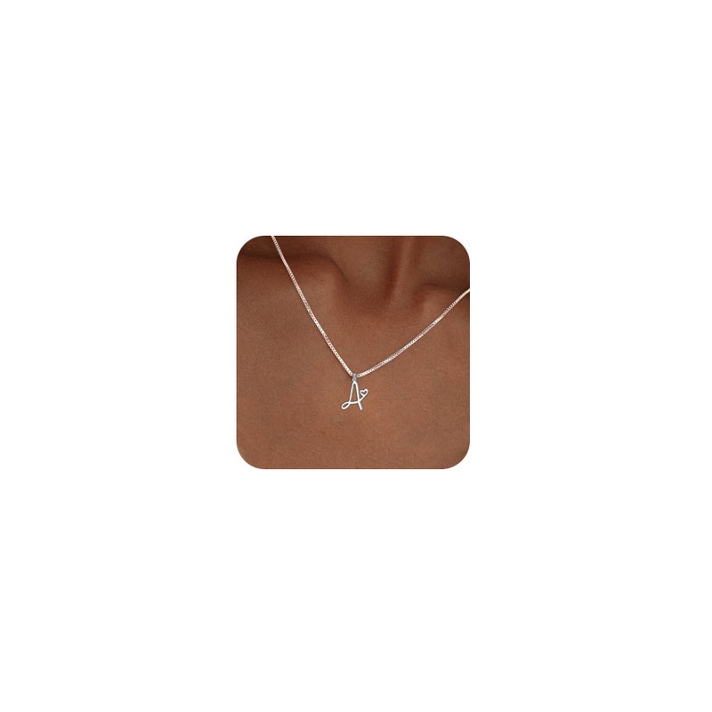 TITUTHIA Initial Necklaces for Women Trendy, Dainty Silver Letter Necklace Cute Pendant Choker Name Necklace Personalized Costume Monogram Simple Silver Jewelry Necklace for Women Gifts - Image 1