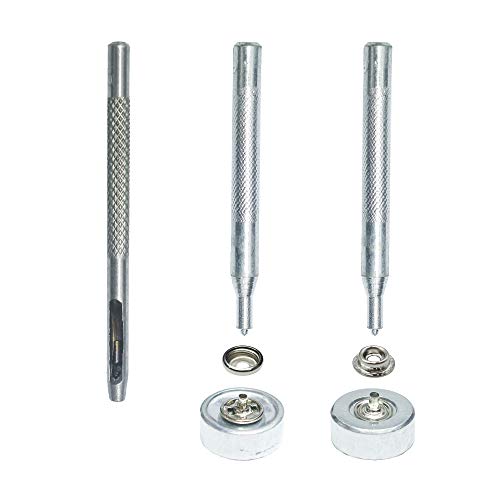 INNETOC 100 Sets - 12mm(1/2") Metal Line 20 Gunmetal Black Plated Steel Snaps Fastener Leather Rapid Rivet Button Sewing with Seting Tool (12mm, Gun Black) - Image 2