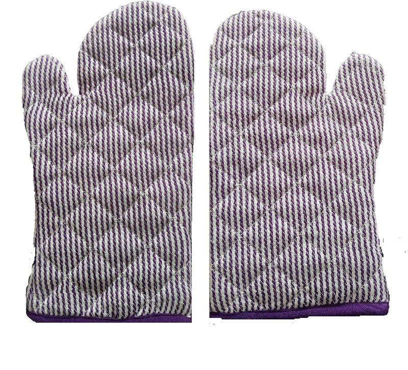 SHOP BY ROOM Shop By Room White and Purple Color Oven Gloves Set of 2