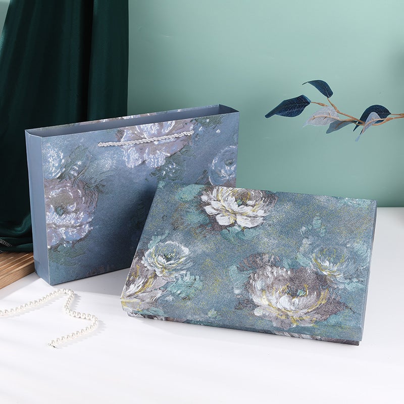 Simple Orange Silk Scarf Heaven And Earth Cover Gift Packaging Box Exquisite Gift Box Clothing Skin Care Products Light Luxury Gift Box - Image 1