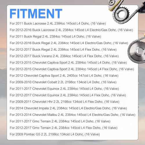 SUSUCAR Timing Chain Kit w/Water Pump, Oil Pump, Chain Guide Sprocket Tensioner for GMC Terrain, Chevy Equinox Malibu, Buick Regal 2.2 2.4 Ecotec 9-4201S 9-4201SX - Image 2