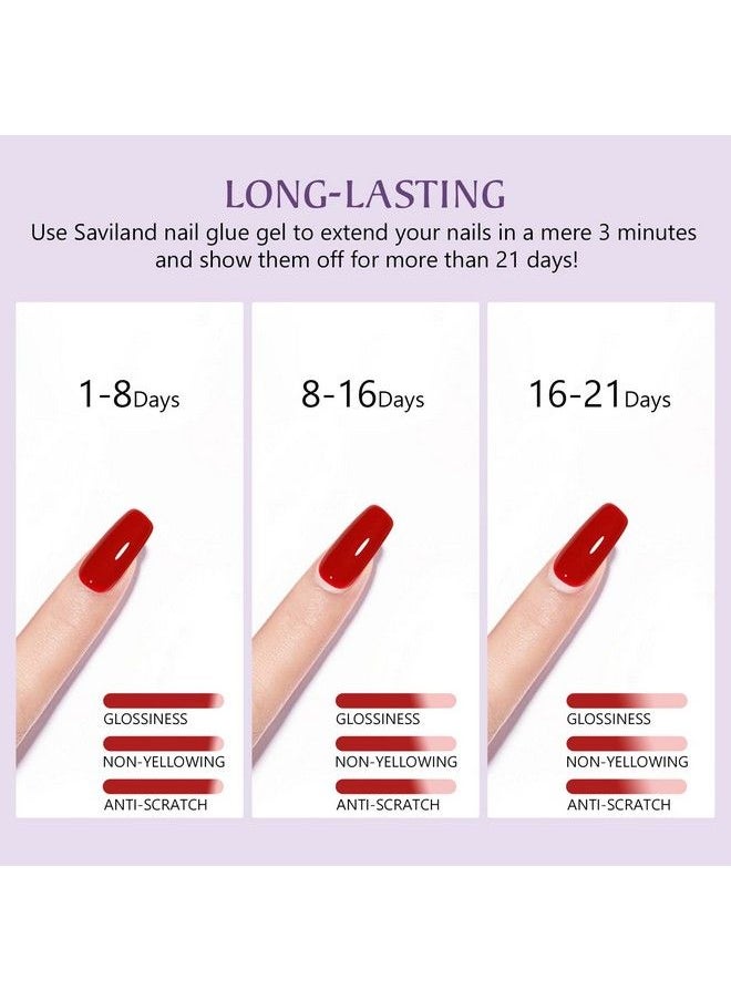Saviland - مجموعة جل غراء الأظافر 4 في 1، قطعتين، سعة 15 مل، مجموعة جل غراء الأظافر المطورة، أظافر صناعية وأظافر لاصقة، قاعدة جل لتقوية الأظافر، بديل لغراء الأظافر، علاج إصلاح الأظافر - Image 1