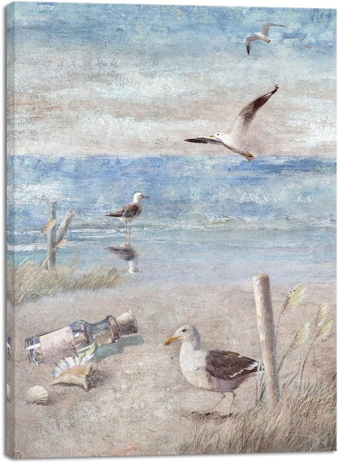 Pyradecor Abstract Seaside Seagull Seascape Painting - Image 1