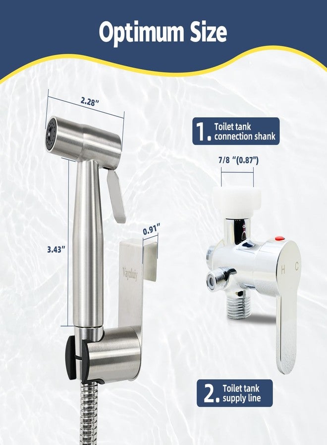 Vayzluiy Handheld Toilet Bidet Sprayer for Toilet-Adjustable Water Pressure Control with Bidet Hose for Feminine Wash, Stainless Steel Brushed Nickel Cloth Diaper for Baby Wash (Warm and Cold) - Image 2