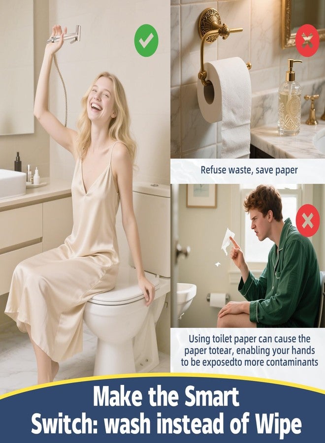 Vayzluiy Handheld Toilet Bidet Sprayer for Toilet-Adjustable Water Pressure Control with Bidet Hose for Feminine Wash, Stainless Steel Brushed Nickel Cloth Diaper for Baby Wash (Warm and Cold) - Image 3
