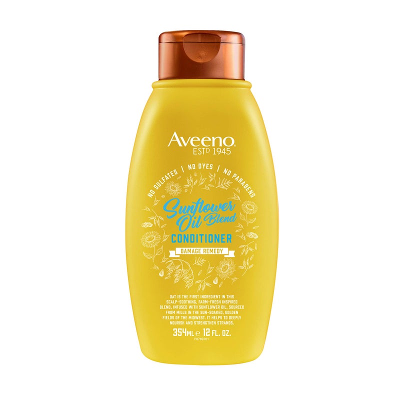Aveeno Sunflower Oil Blend Conditioner, for Dry Damaged Hair, Dye, Paraben & Sulfate Surfactants Free, 12oz - Image 1