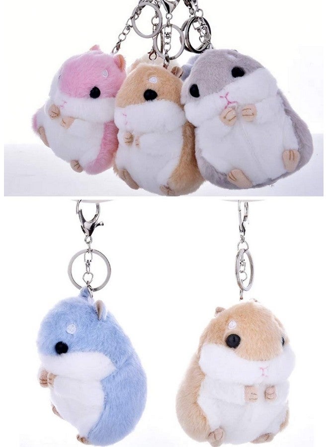 CheeseandU 4Pack Cute Hamster Plush Doll Keychains Stuffed Animals Doll Keychain Plush Cartoon Animal Charm Pendant Keyring For Girl Women Bag Phone Pendant Friends Birthday Party Gift  - Image 4