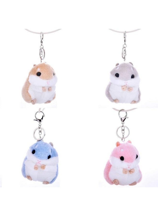 CheeseandU 4Pack Cute Hamster Plush Doll Keychains Stuffed Animals Doll Keychain Plush Cartoon Animal Charm Pendant Keyring For Girl Women Bag Phone Pendant Friends Birthday Party Gift  - Image 1