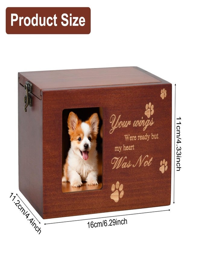MFBJXC Pet Memorial Urns for Dog or Cat Ashes, Large Wooden Funeral Cremation Urns with Photo Frame, Keepsake Memory Box with Flannel Lining (Brown) - Image 2