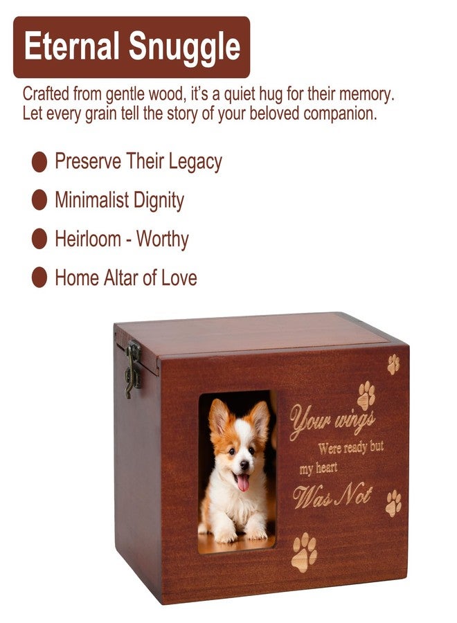 MFBJXC Pet Memorial Urns for Dog or Cat Ashes, Large Wooden Funeral Cremation Urns with Photo Frame, Keepsake Memory Box with Flannel Lining (Brown) - Image 5