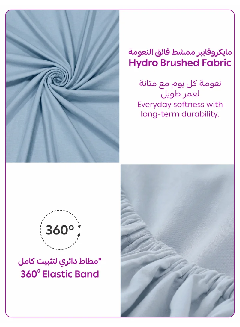 Donetella Celestial Blue 1 Pcs Super King Fitted Sheet 200x200 cm | OEKO-TEX Certified Brushed Microfiber Deep Pocket Sheet with All Around Elastic | Ultra Soft, Wrinkle Resistant, Easy Care, Safe for Sensitive Skin  | Best Price UAE