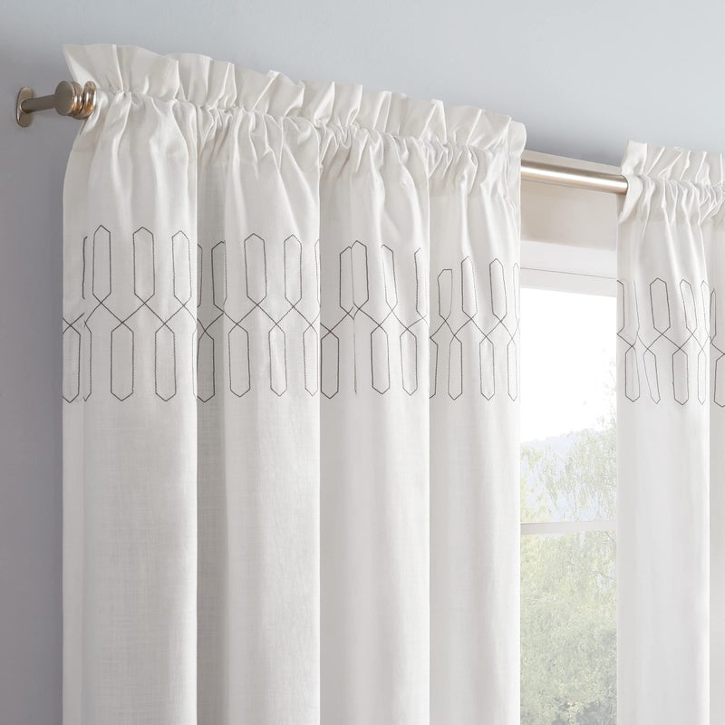 Vue Arashi Modern Boho Decorative Ombre Rod Pocket Window Curtain for Living Room, Cotton, (1 Panel), 52 in x 63 in, Grey - Image 3