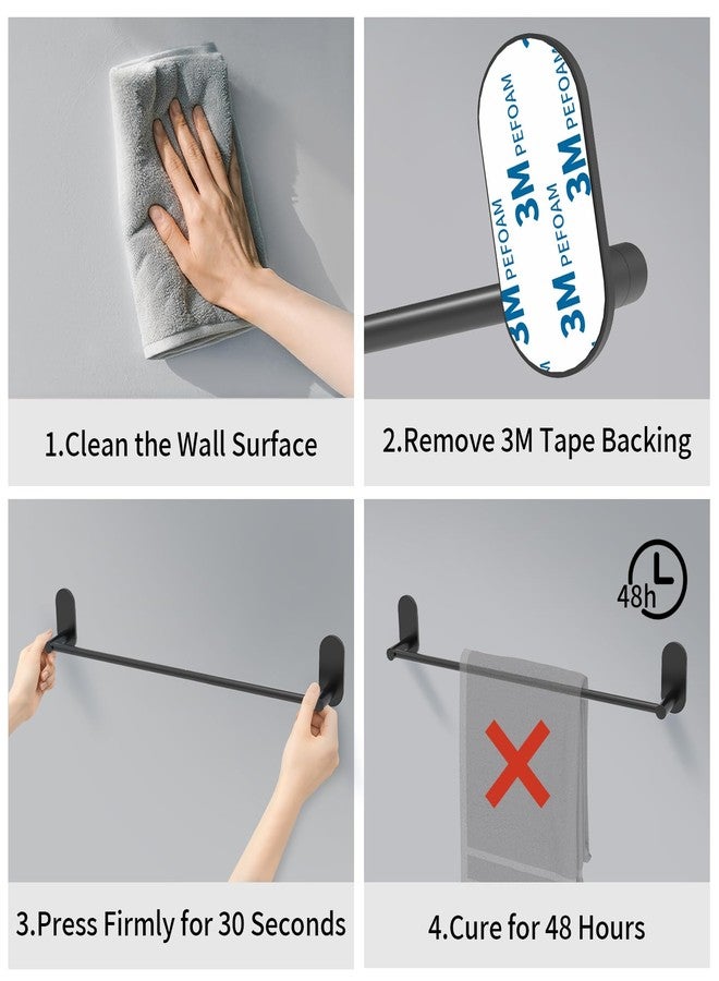 WZRUA Self Adhesive Towel Bar for Bathroom 24ich Stainless Steel and Zinc Alloy No Drill Towel Rack Heavy Duty Hanger Stick On Hand Towel Holder for Kitchen, Cabinet, Door, Shower, Matte Black - Image 4