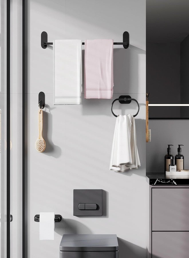 WZRUA Self Adhesive Towel Bar for Bathroom 24ich Stainless Steel and Zinc Alloy No Drill Towel Rack Heavy Duty Hanger Stick On Hand Towel Holder for Kitchen, Cabinet, Door, Shower, Matte Black - Image 3