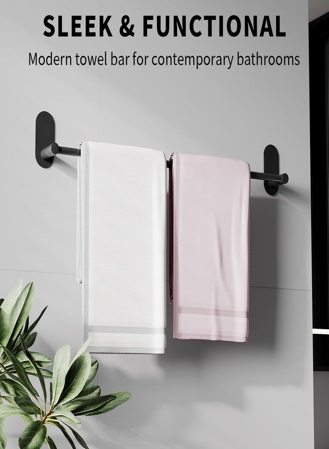 WZRUA Self Adhesive Towel Bar for Bathroom 24ich Stainless Steel and Zinc Alloy No Drill Towel Rack Heavy Duty Hanger Stick On Hand Towel Holder for Kitchen, Cabinet, Door, Shower, Matte Black - Image 2