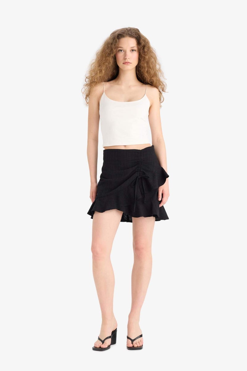 DeFacto Linen Look Normal Waist Mini Skirt - Image 1