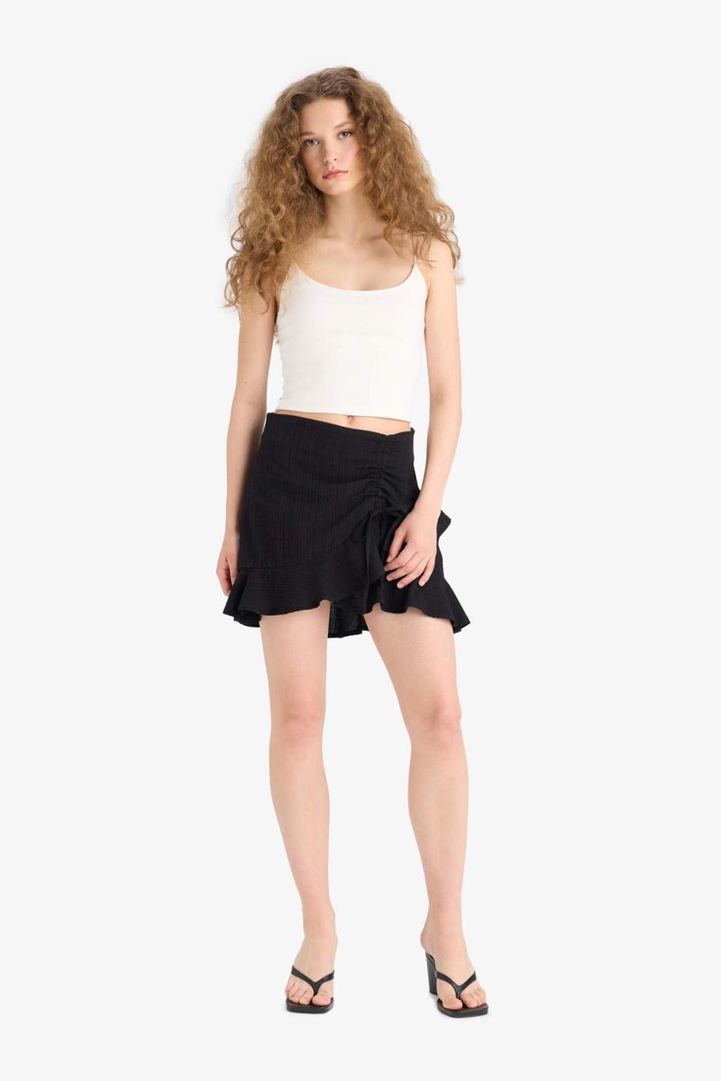 DeFacto Linen Look Normal Waist Mini Skirt - Image 2