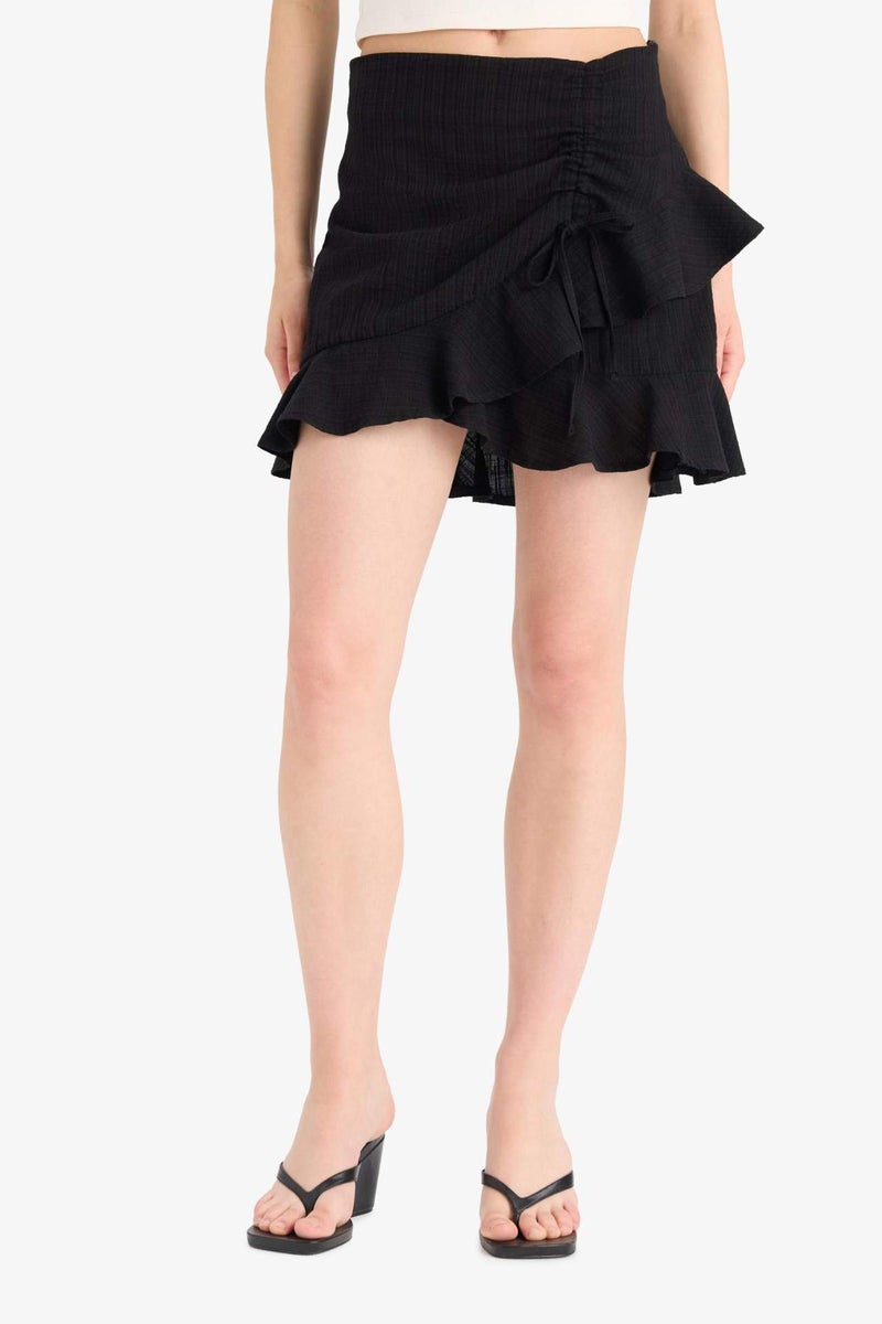 DeFacto Linen Look Normal Waist Mini Skirt - Image 4