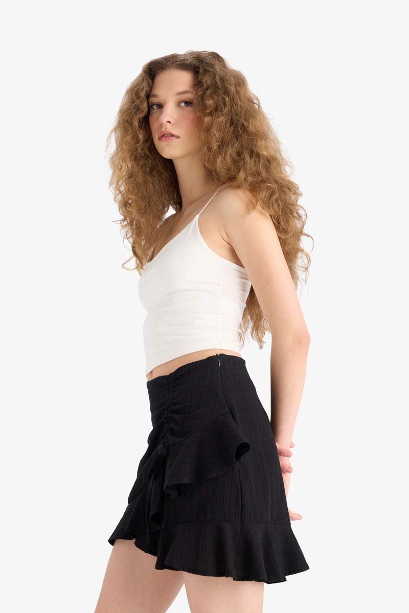 DeFacto Linen Look Normal Waist Mini Skirt - Image 3
