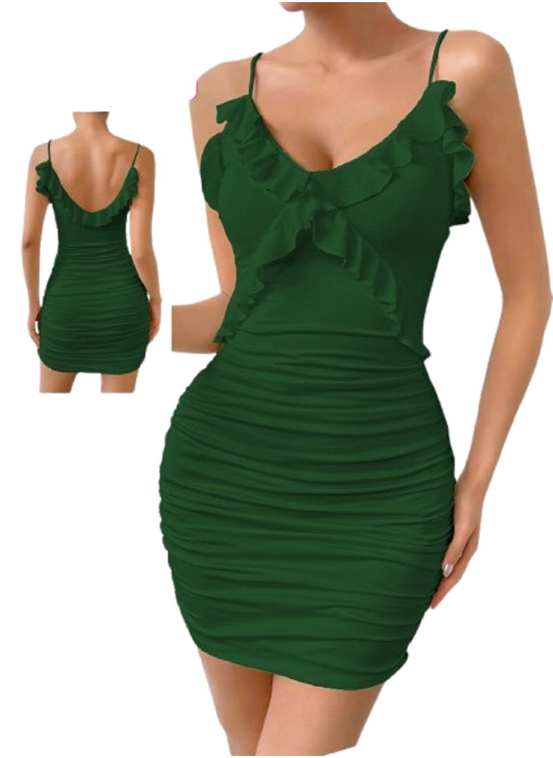 Generic MANIKAN Women's Short Baby Doll with Ruffled Edges and Thin Straps  - Image 3