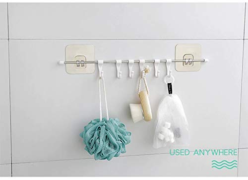 VIHAX Magic Sticker Series Self Adhesive Stainless Steel 6 Hook Hanger for KitchenBathroom TowelUtensil Hook HolderBedroom Clothing Hanger White - Image 4