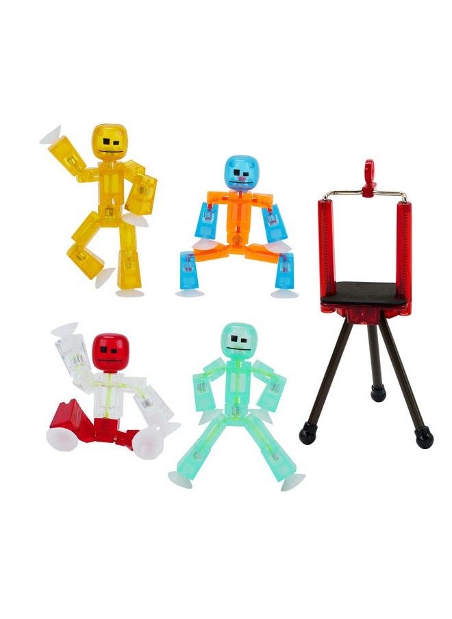 Zing - Stikbot 4 Pack With Tripod Set Of 4 Stikbot Collectable Action Figures And Mobile Phone Tripod Create Stop Motion Animation - Image 1