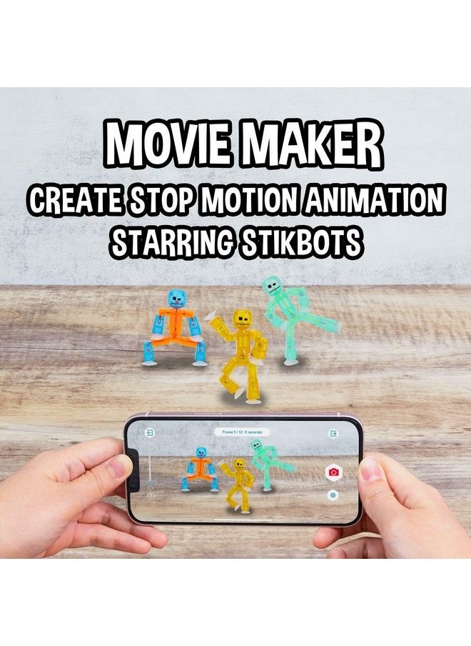 Zing - Stikbot 4 Pack With Tripod Set Of 4 Stikbot Collectable Action Figures And Mobile Phone Tripod Create Stop Motion Animation - Image 1