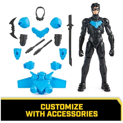 DC Comics, Batman Adventures, Nightwing Action Figure, 15 Armor Accessories, 17 Points of Articulation, 12-inch, Super Hero Kids Toy for Boys & Girls - Image 4