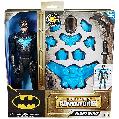 DC Comics, Batman Adventures, Nightwing Action Figure, 15 Armor Accessories, 17 Points of Articulation, 12-inch, Super Hero Kids Toy for Boys & Girls - Image 2