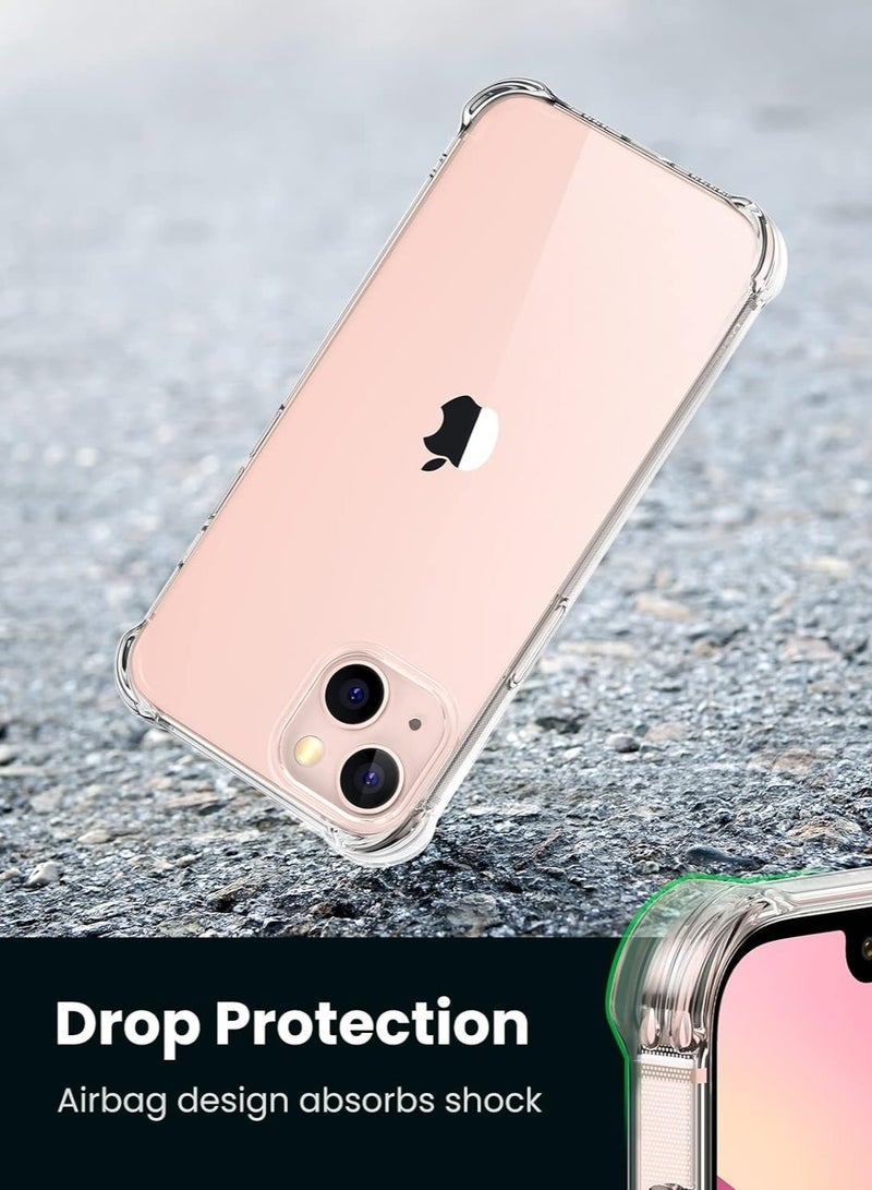 أكاليكس جراب شفاف لهاتف iPhone 13 وiPhone 14، غطاء ممتص للصدمات للهاتف، إطار من مادة TPU بلون سادة، ظهر شفاف مضاد للخدش - Image 2