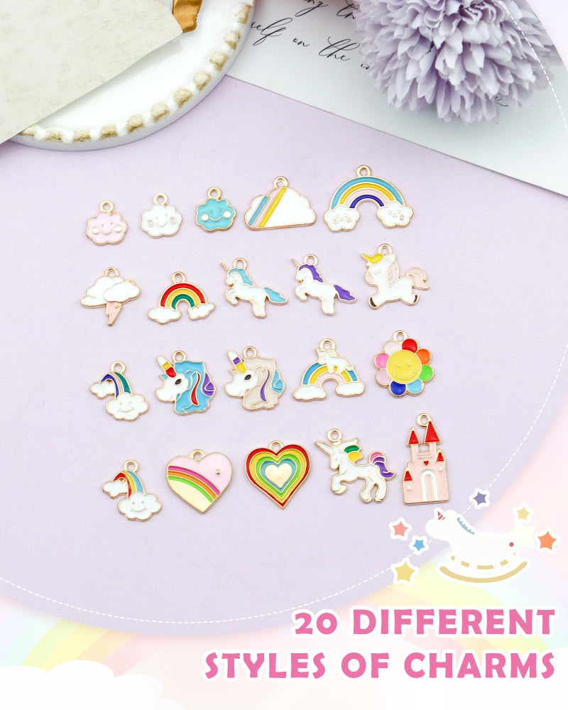 YETOOME 48 Pcs Gold Plated Enamel Unicorn Rainbow Charms Pendant Assorted Unicorn Charm Accessory for DIY Jewelry Making Necklace Bracelet Earring DIY Jewelry Accessories - Image 3