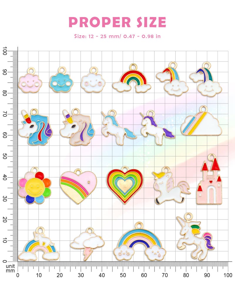 YETOOME 48 Pcs Gold Plated Enamel Unicorn Rainbow Charms Pendant Assorted Unicorn Charm Accessory for DIY Jewelry Making Necklace Bracelet Earring DIY Jewelry Accessories - Image 2