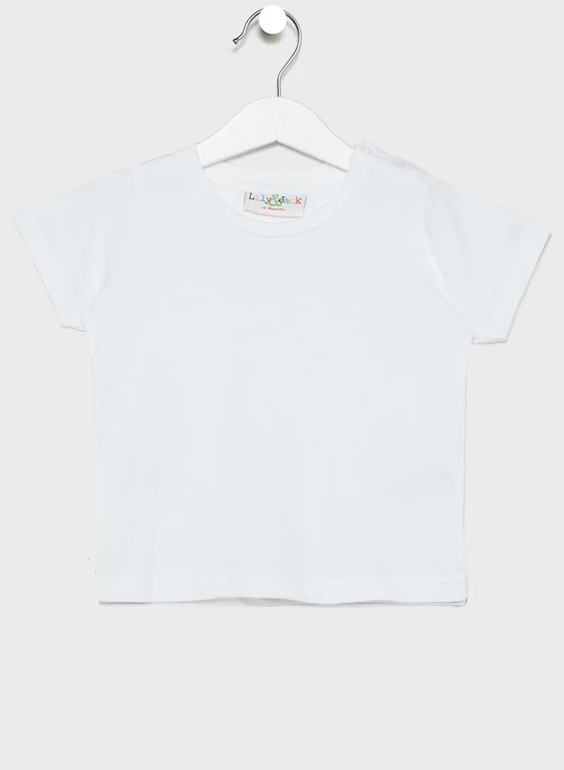 lily and jack Infant Essential T-Shirt + Checked Dungaree Set